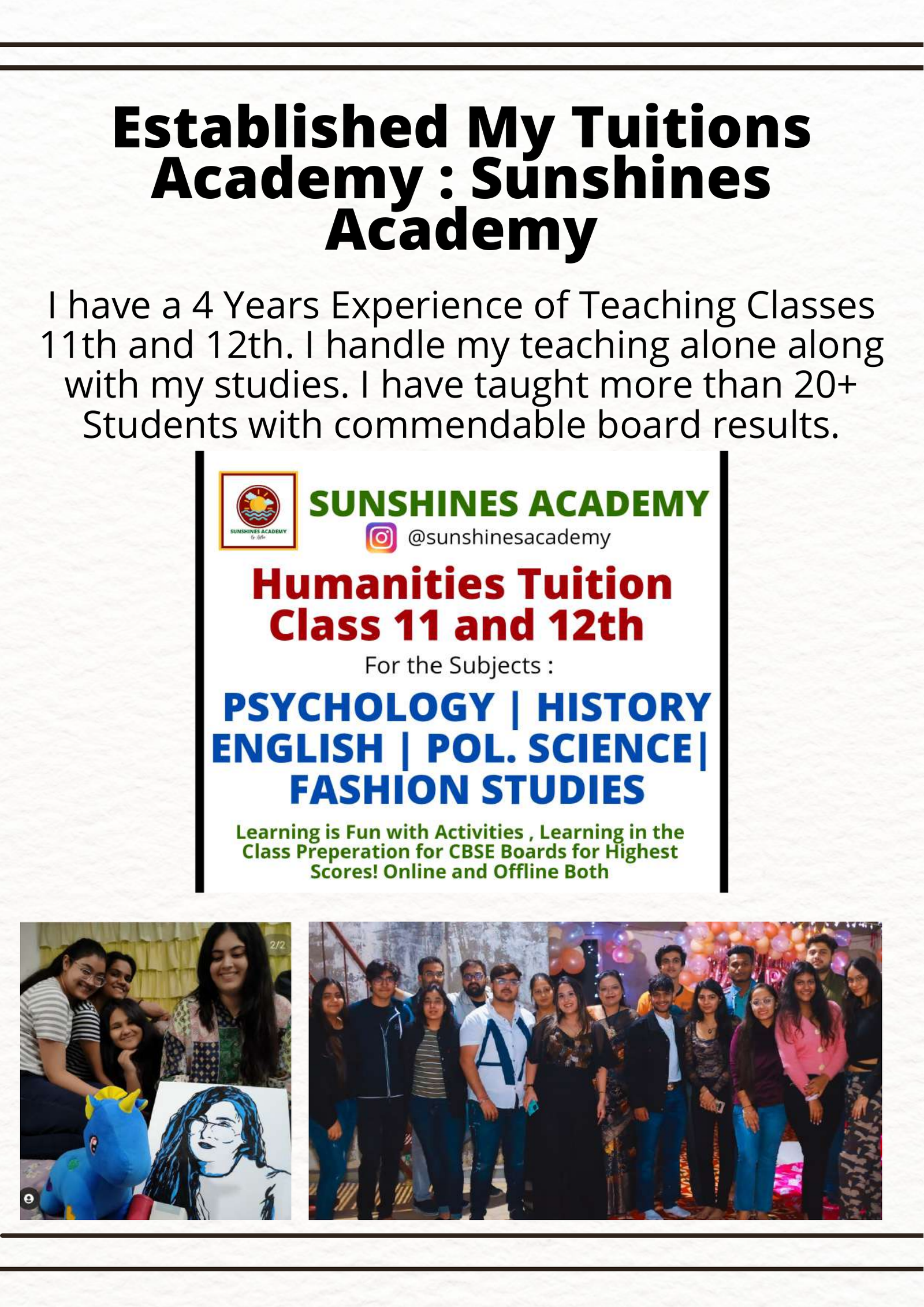 Sunshine Academy Establishment