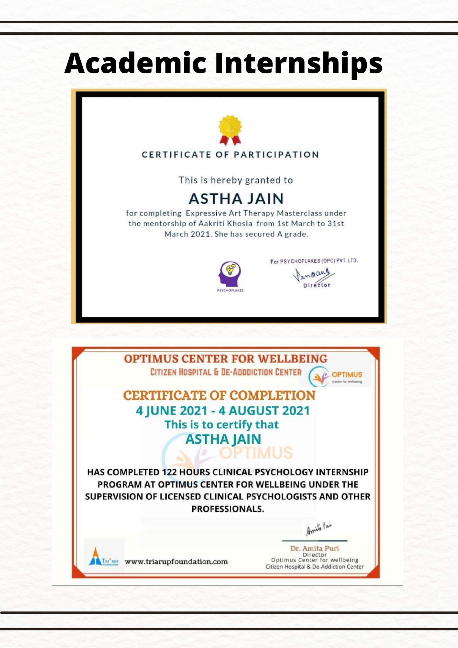 Internship Certification